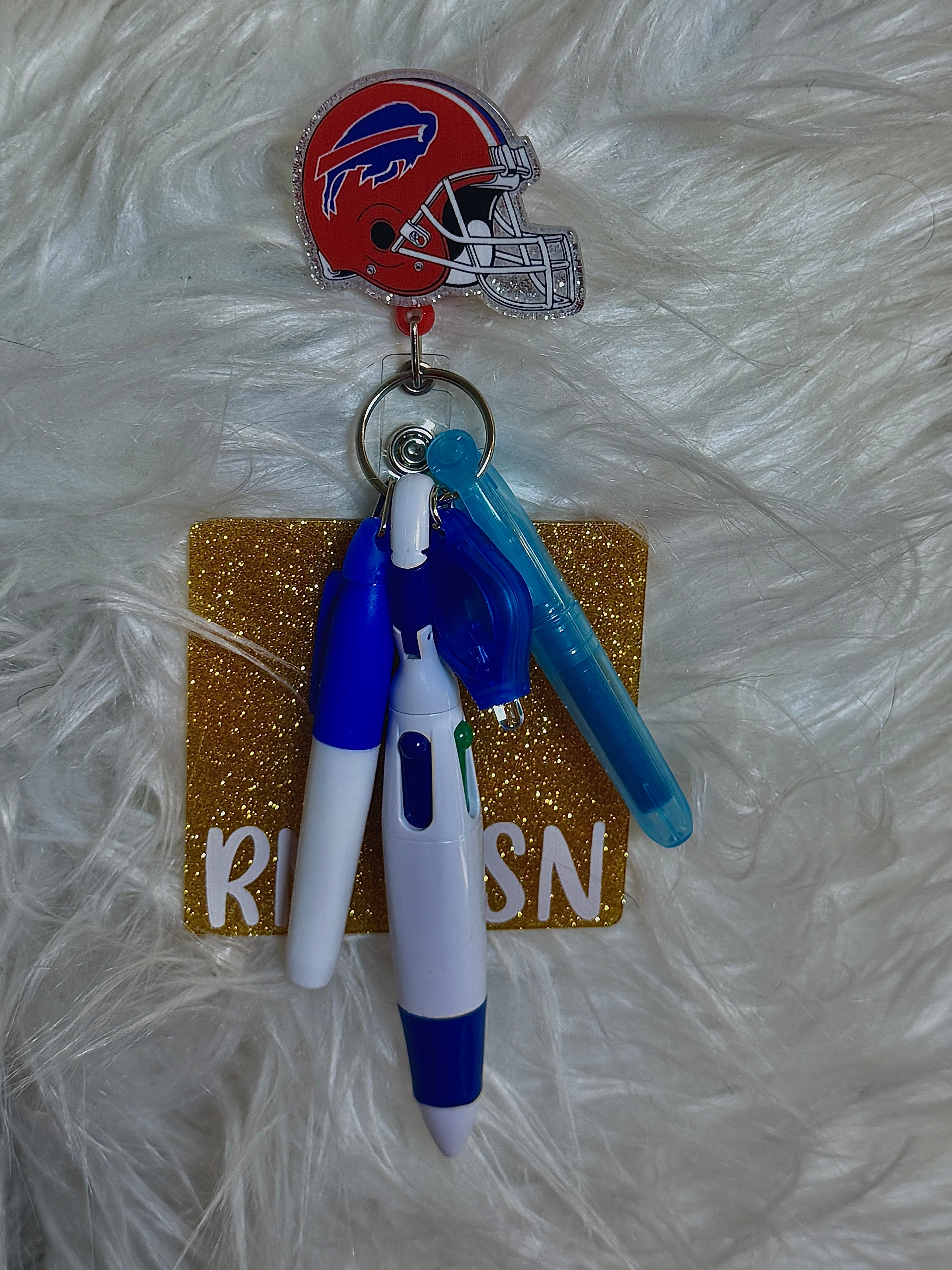 RED Buffalo Bills Helmet Badge Reel