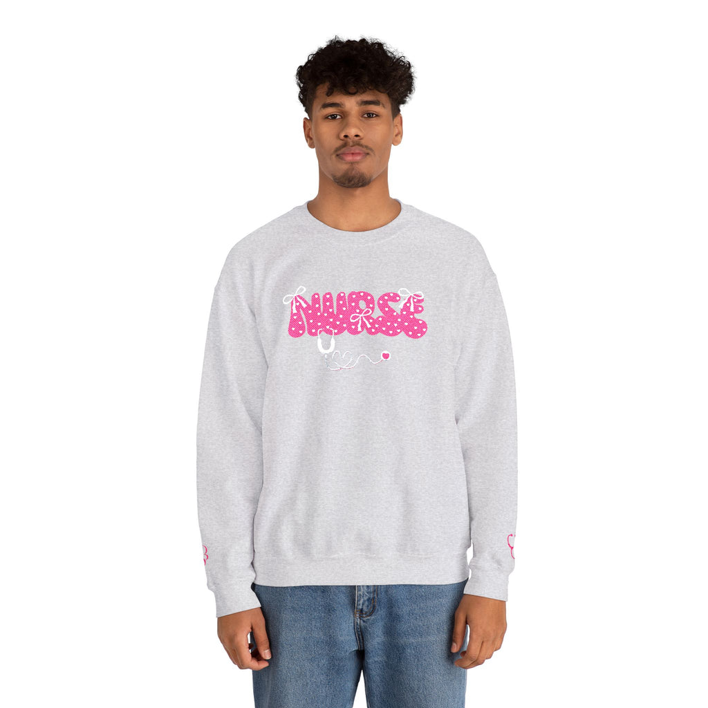 Pink Nurse Bubble Letter Sweatshirt (Embroidery)