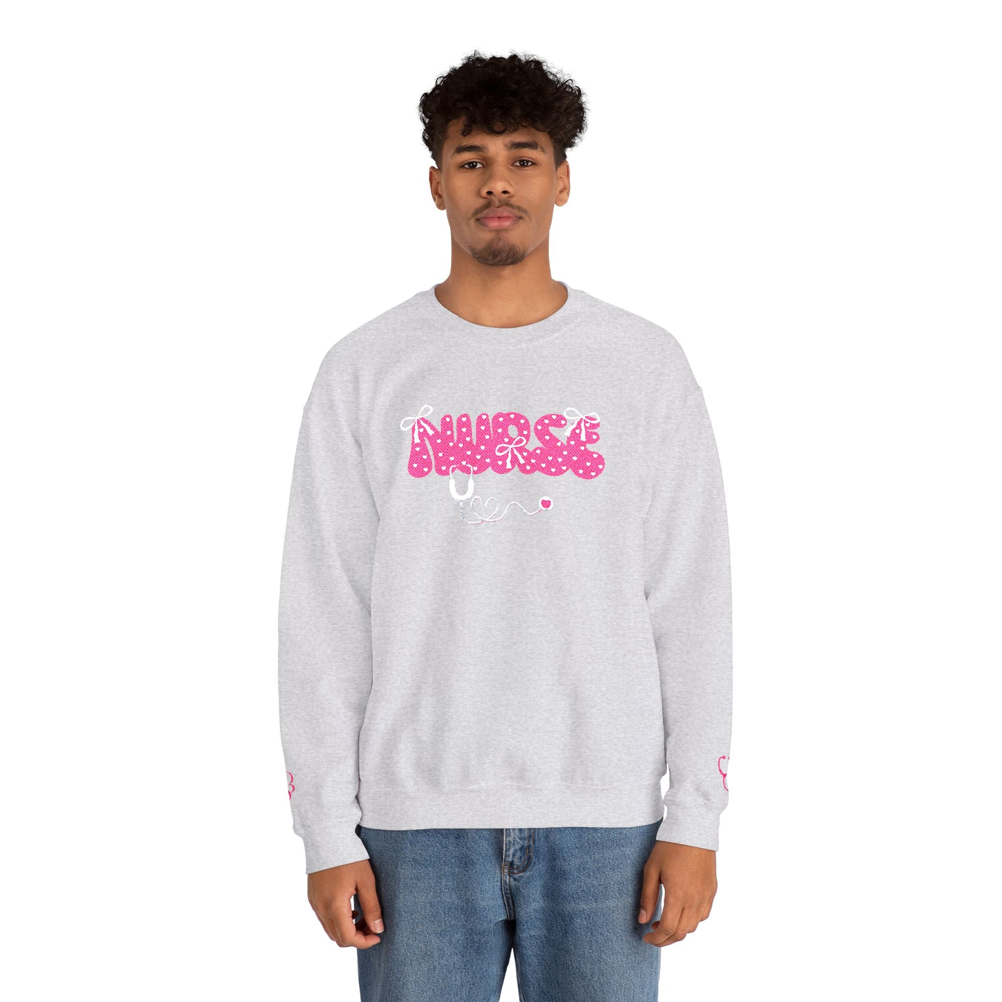 Pink Nurse Bubble Letter Sweatshirt (Embroidery)