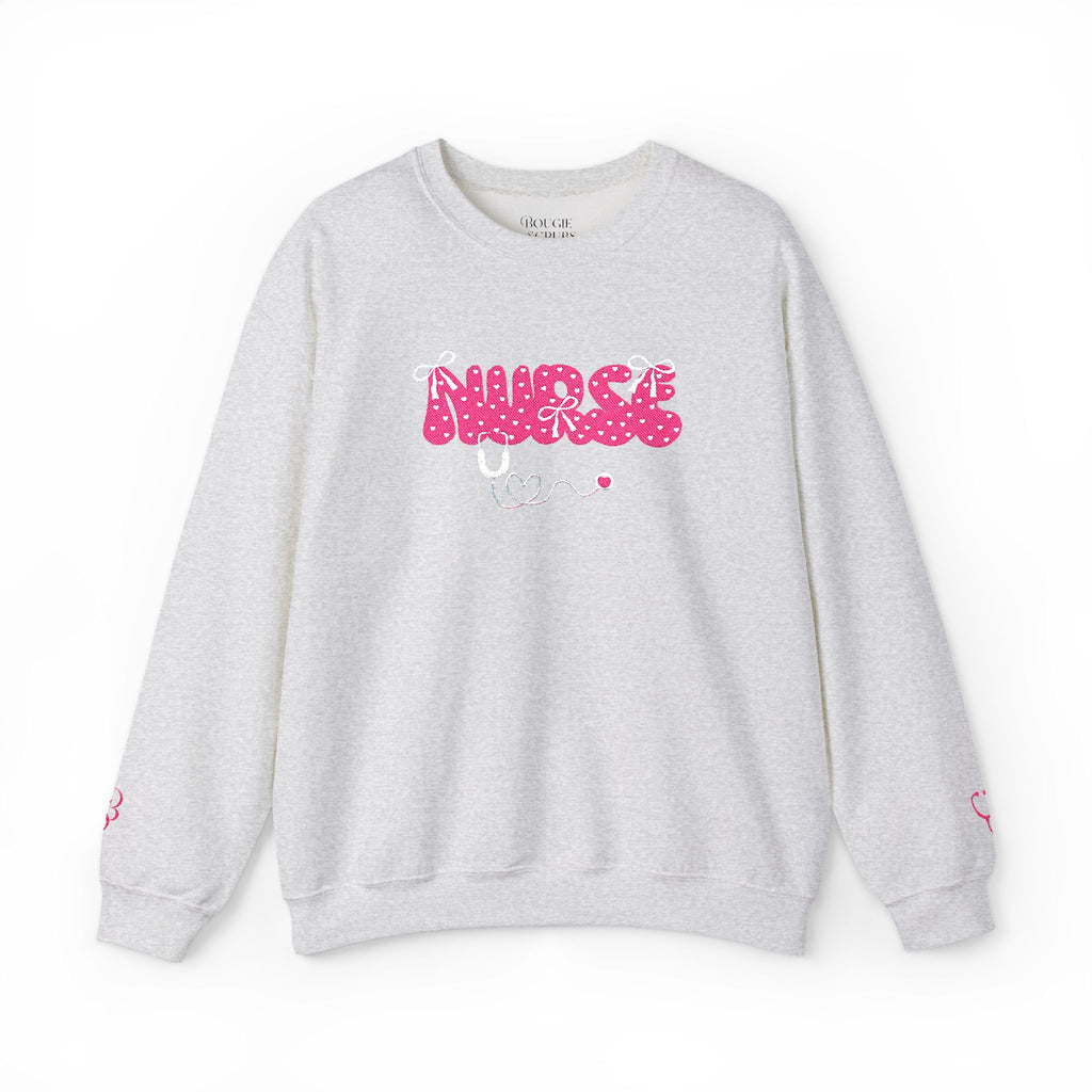 Pink Nurse Bubble Letter Sweatshirt (Embroidery)