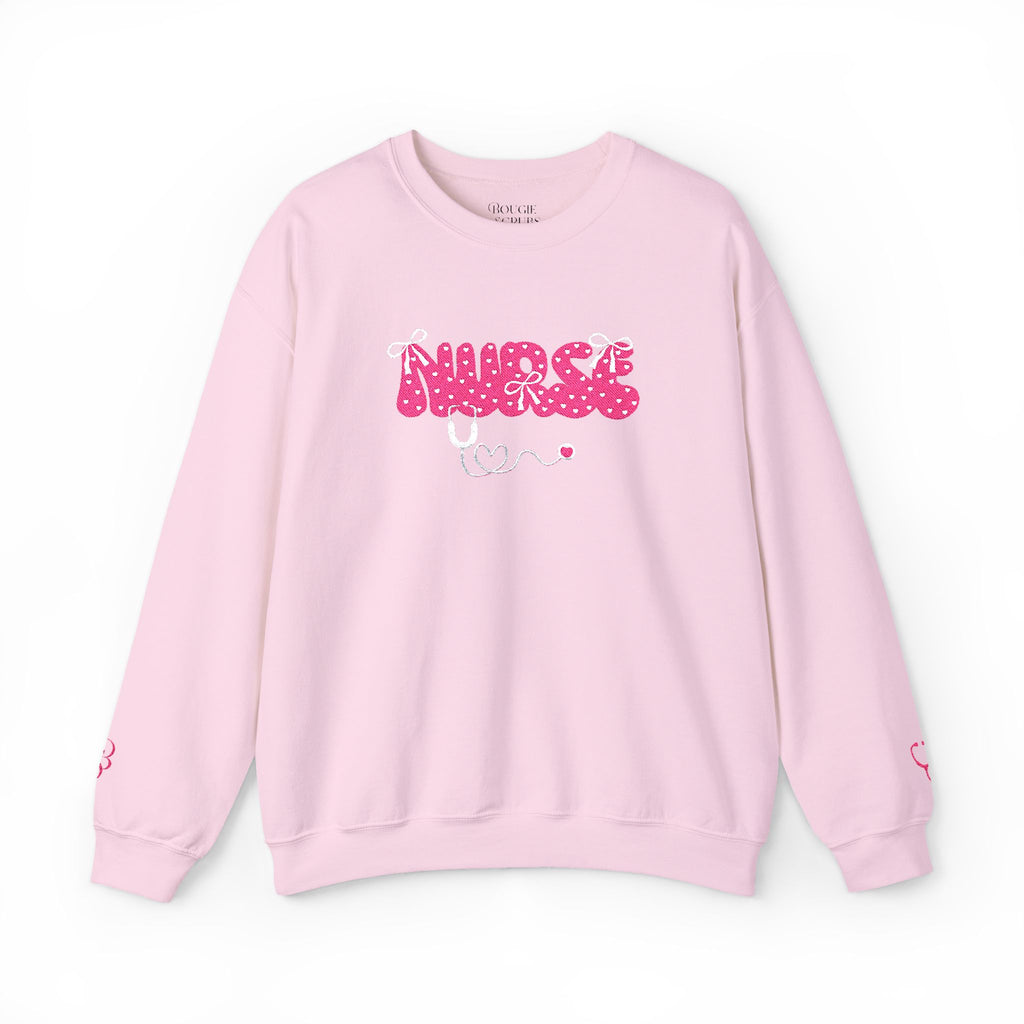 Pink Nurse Bubble Letter Sweatshirt (Embroidery)