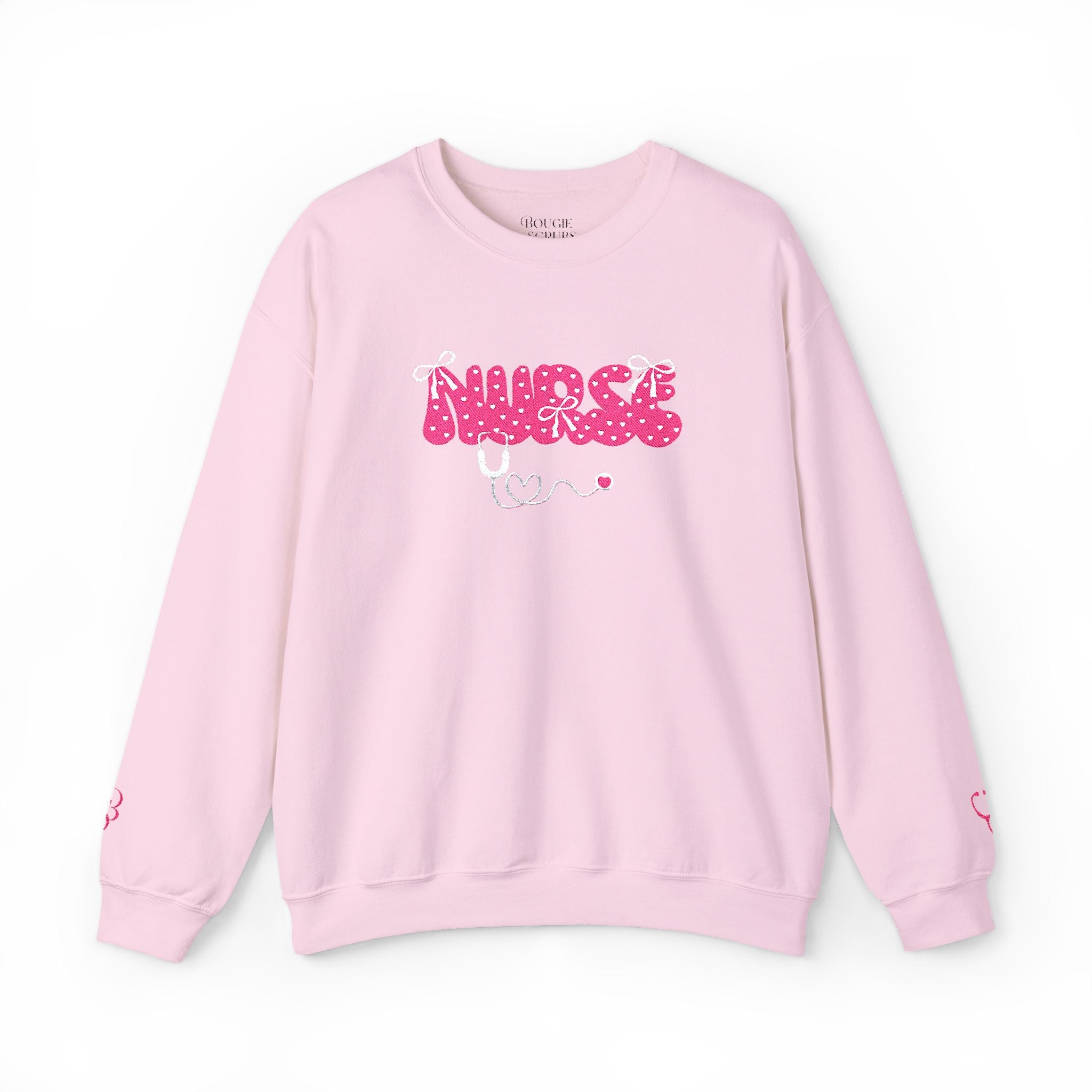 Pink Nurse Bubble Letter Sweatshirt (Embroidery)