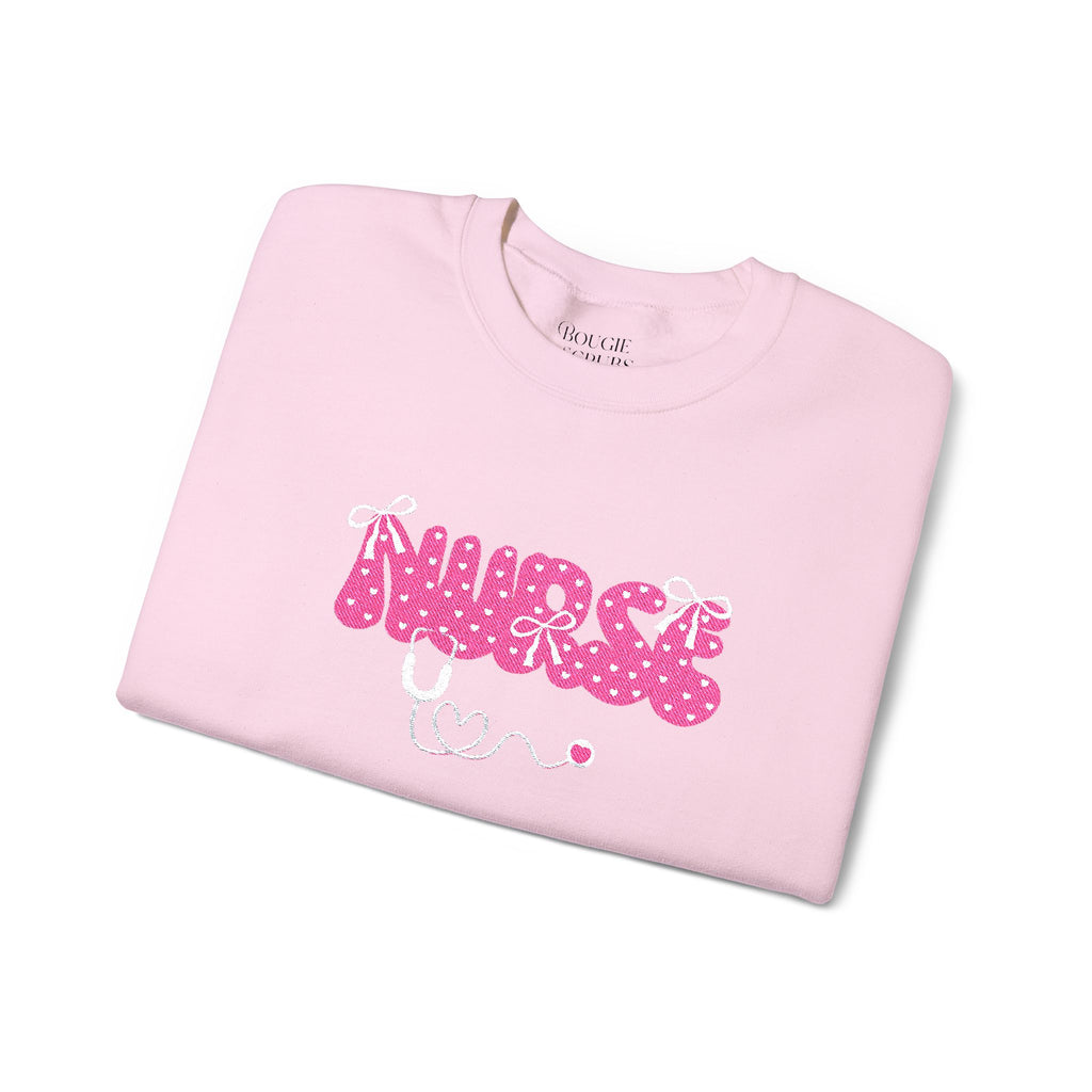 Pink Nurse Bubble Letter Sweatshirt (Embroidery)