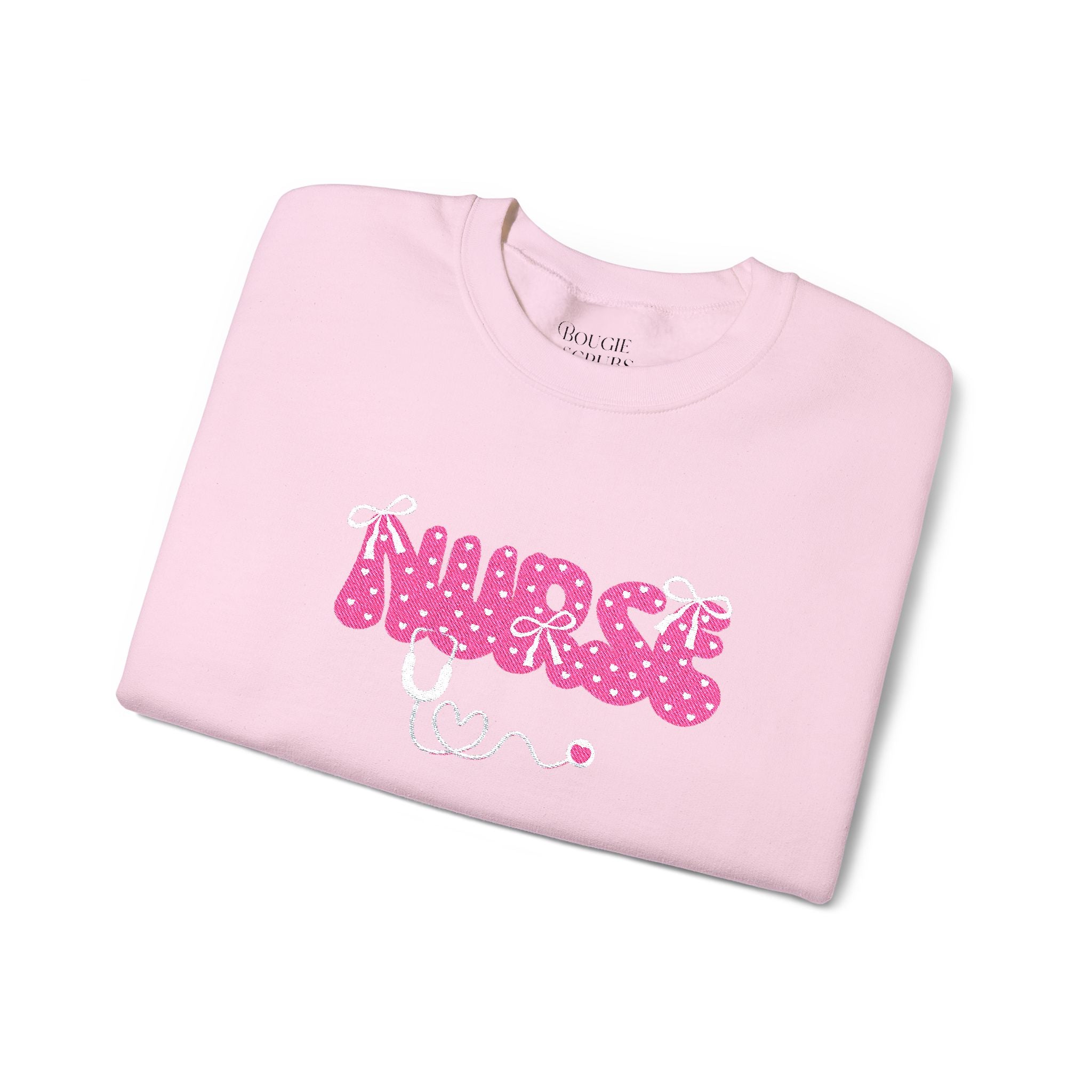 Pink Nurse Bubble Letter Sweatshirt (Embroidery)