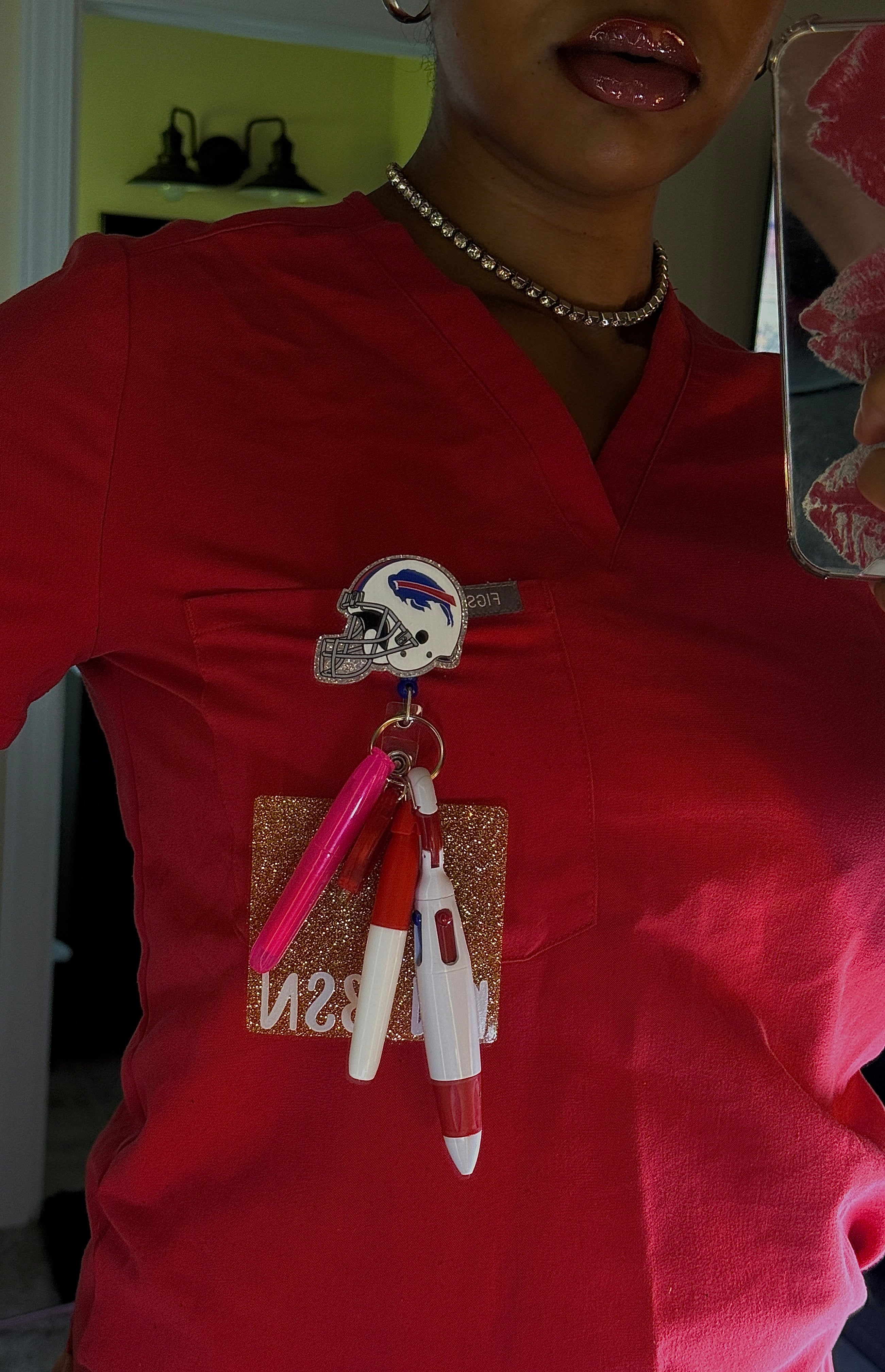 WHITE Buffalo Bills Helmet Badge Reel