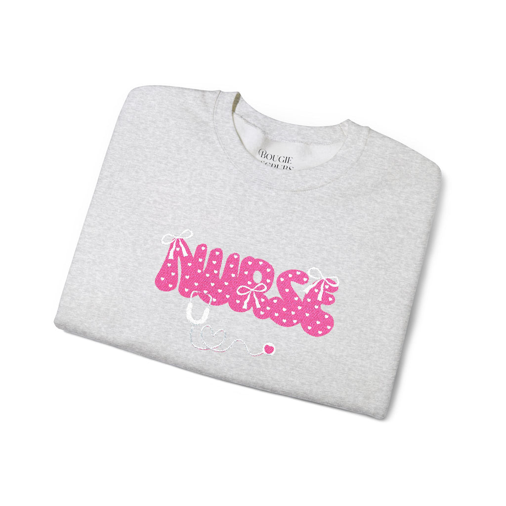 Pink Nurse Bubble Letter Sweatshirt (Embroidery)
