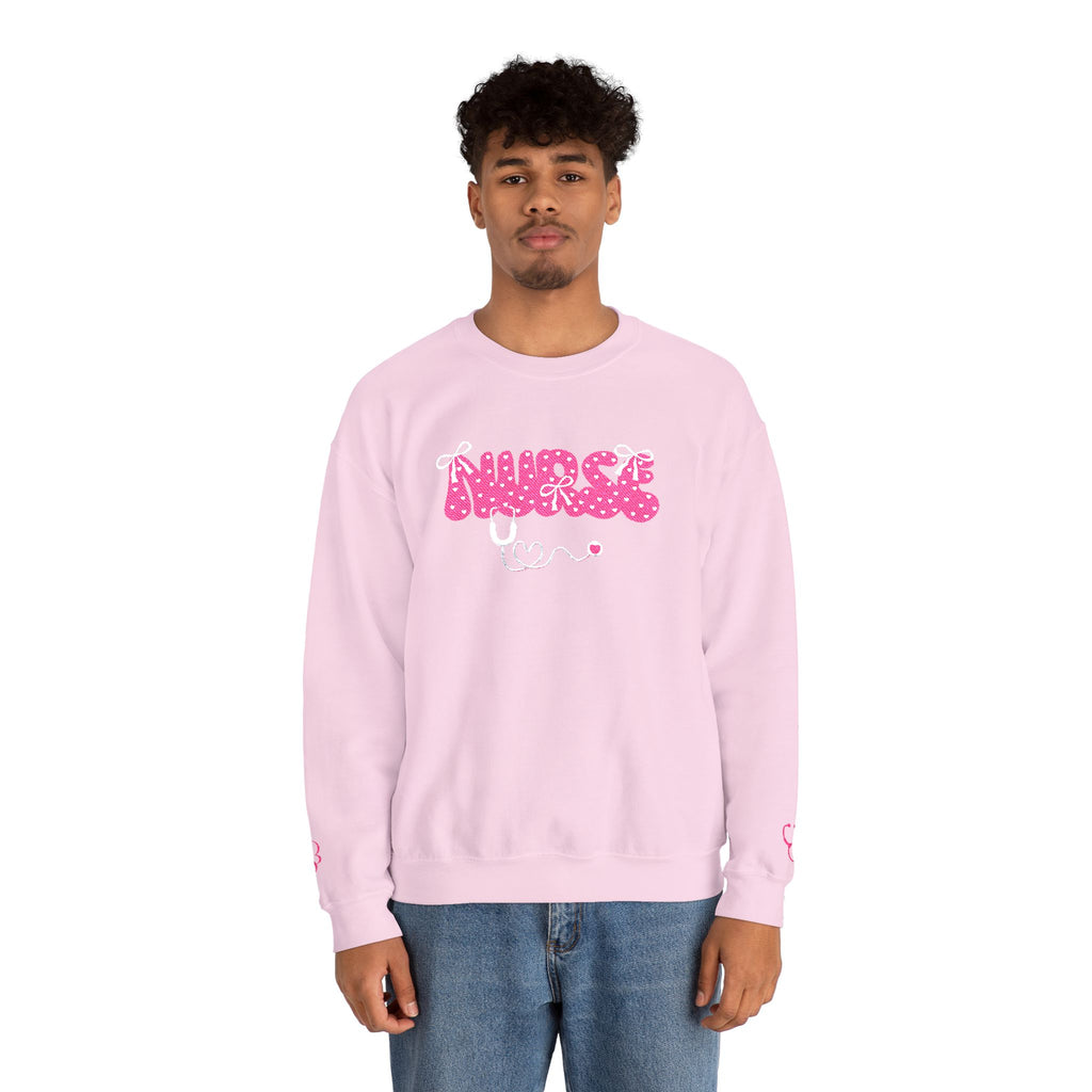 Pink Nurse Bubble Letter Sweatshirt (Embroidery)