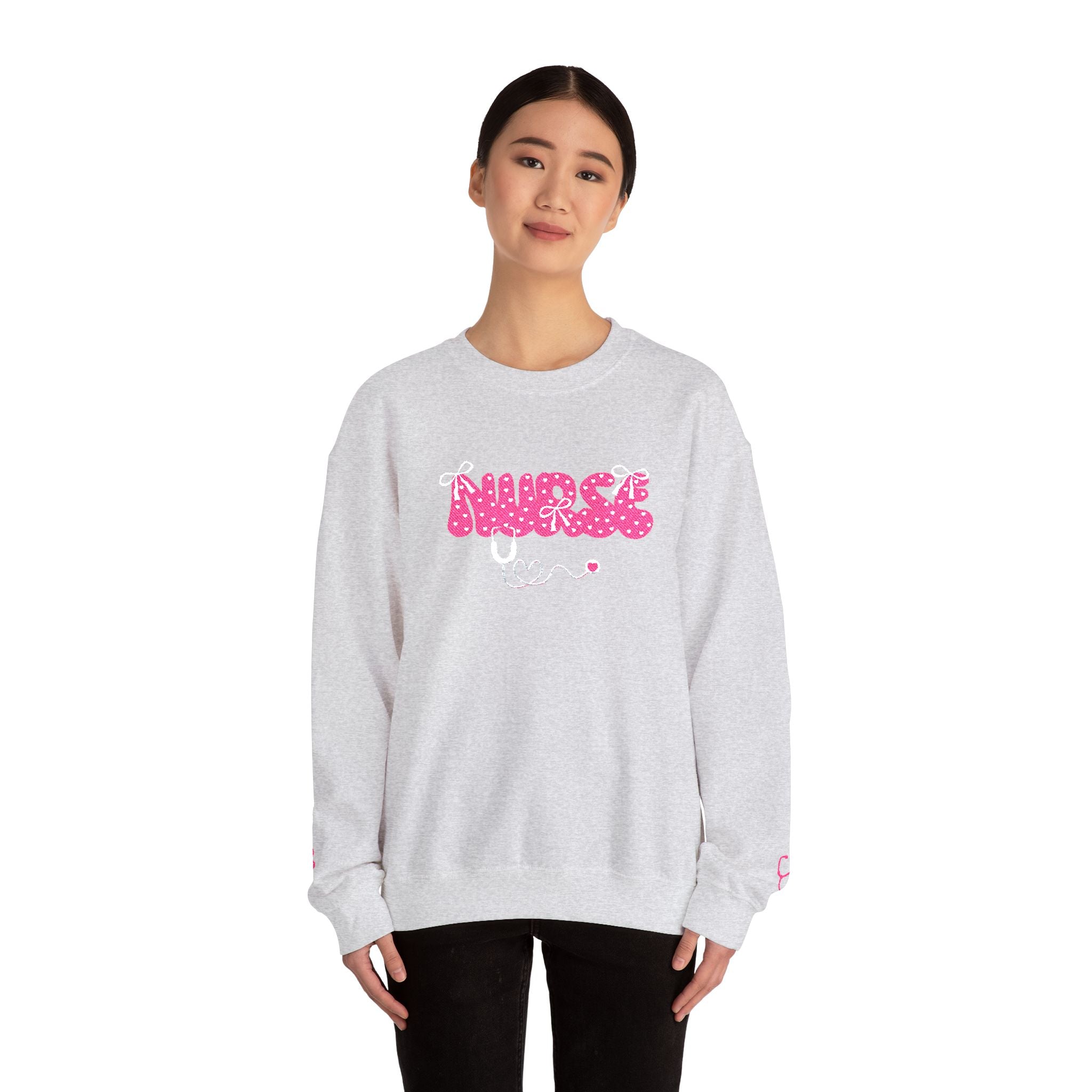 Pink Nurse Bubble Letter Sweatshirt (Embroidery)