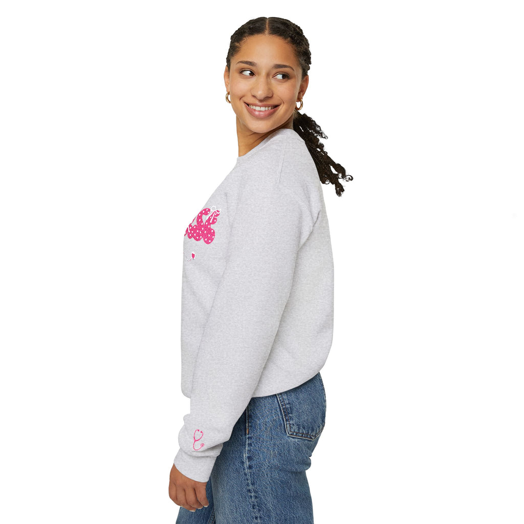 Pink Nurse Bubble Letter Sweatshirt (Embroidery)