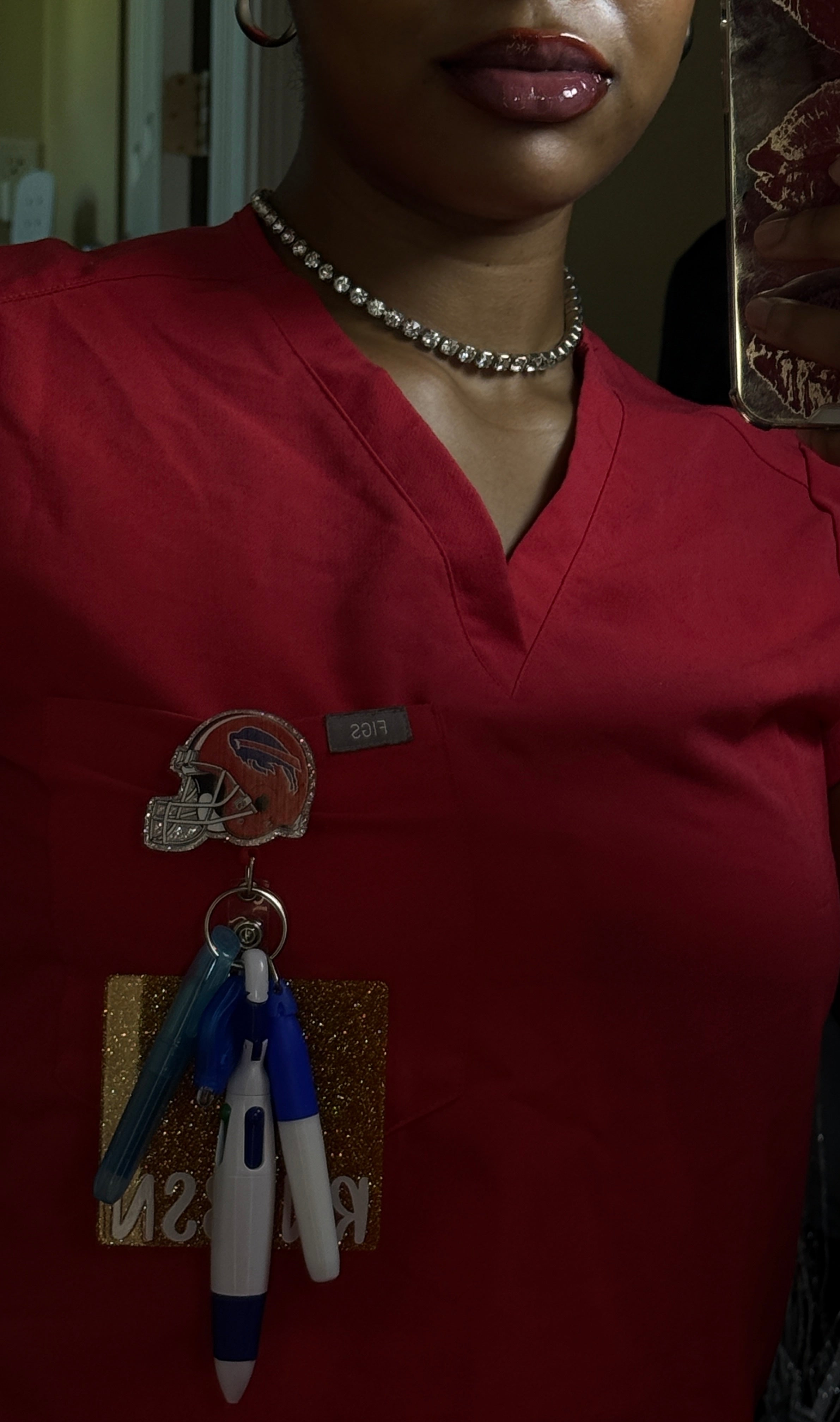 RED Buffalo Bills Helmet Badge Reel