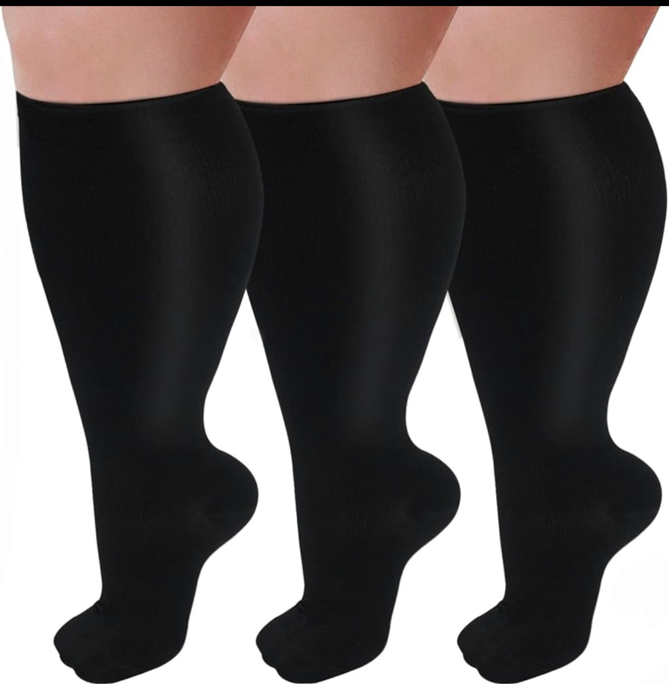 3XL Pure Black Compression Socks