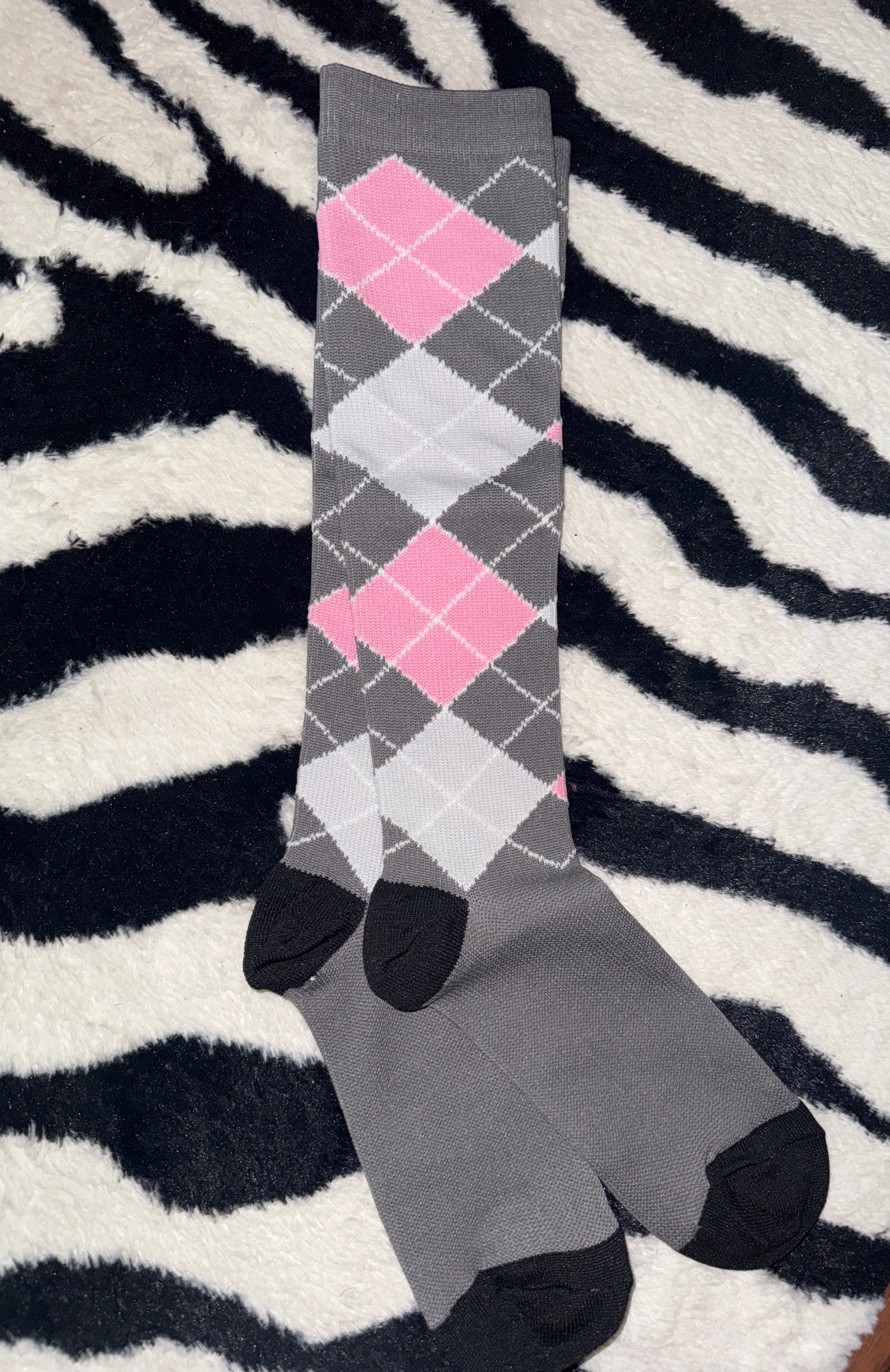 Grey Plaid Compression Socks