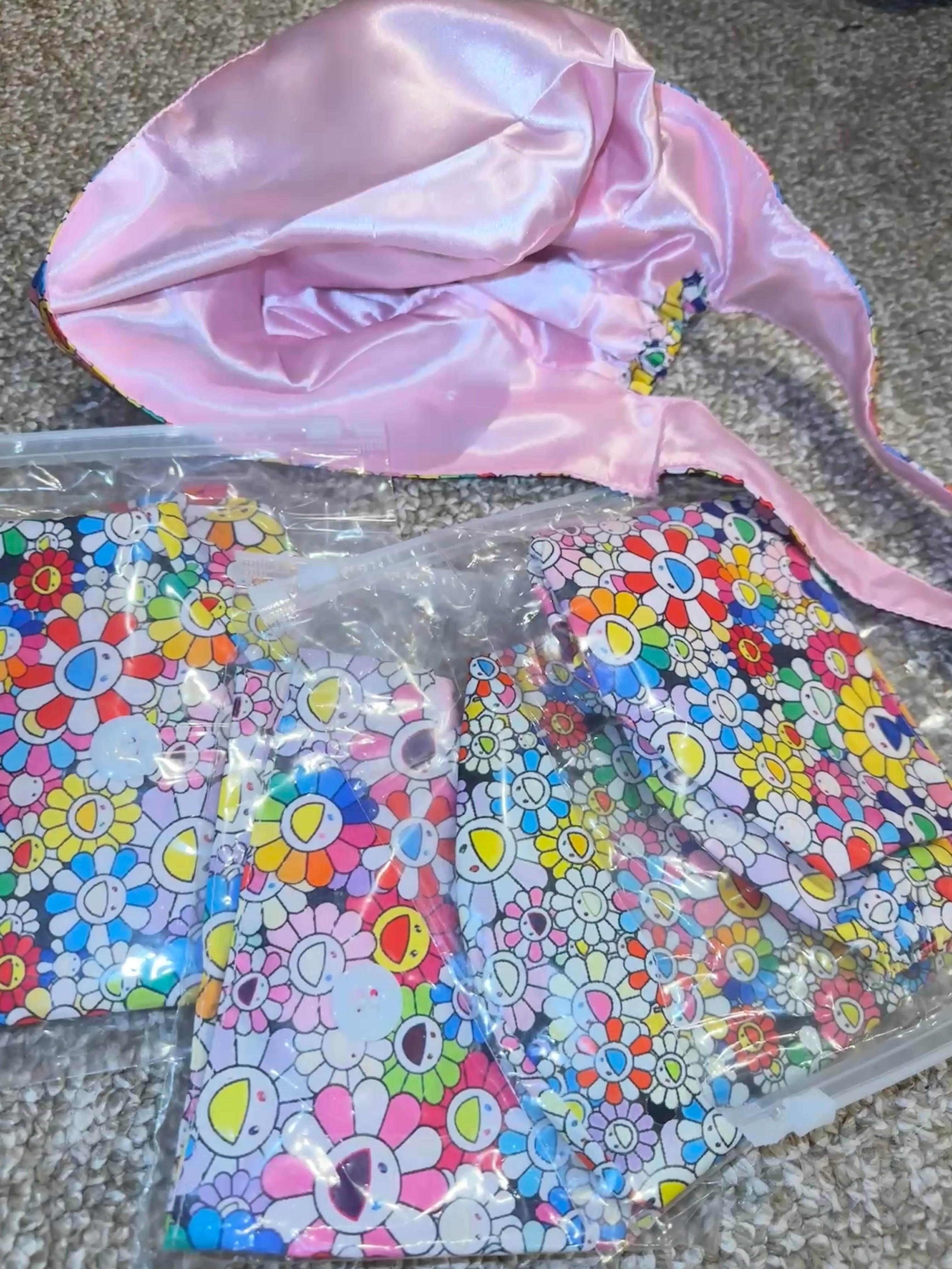 Flower Satin Lined Scrub Cap