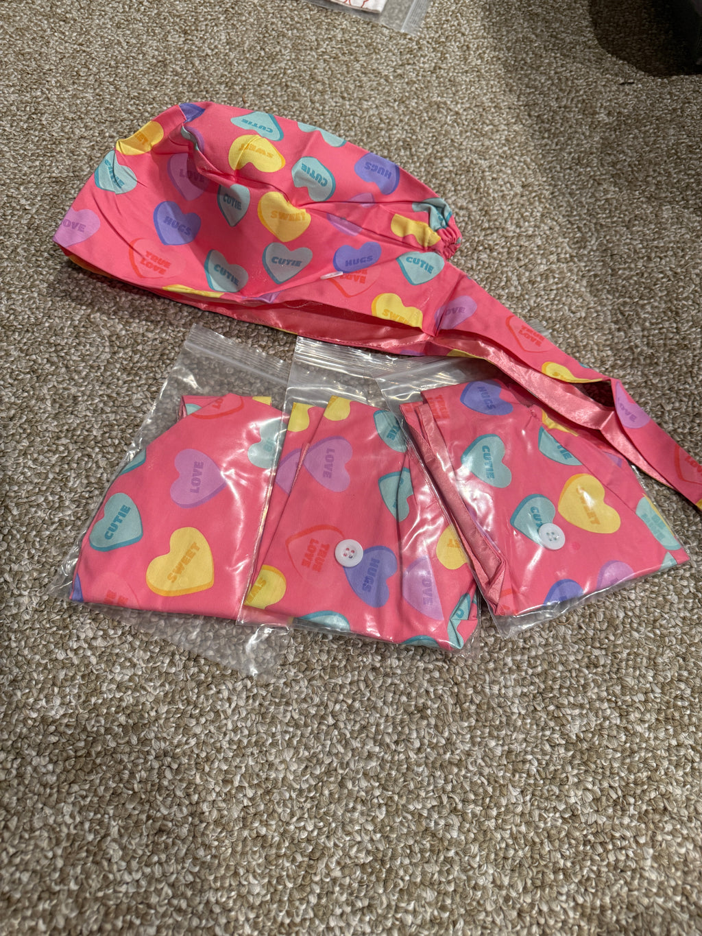 Heart Candy Satin Lined Scrub Cap